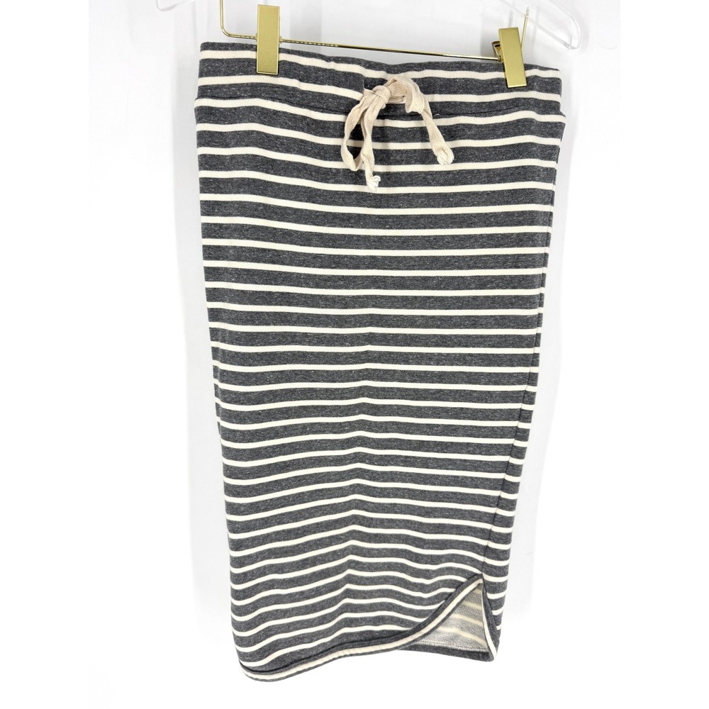 Ampersand Ave Womens Striped Pencil Skirt Gray White French Terry Midi Medium